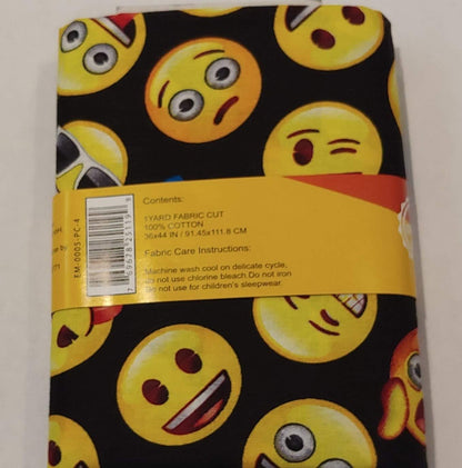 Emoji Black Cotton Fabric by The Yard