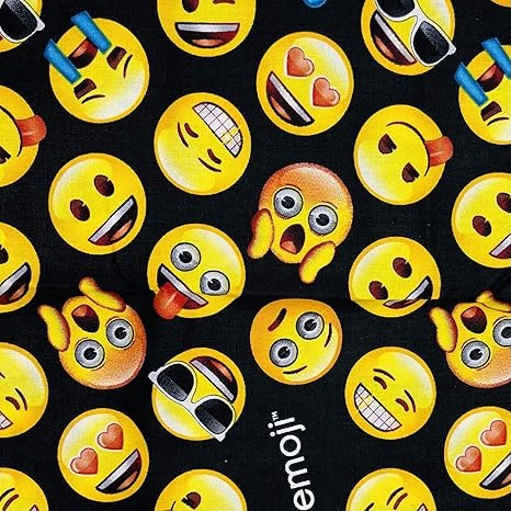 Emoji Black Cotton Fabric by The Yard